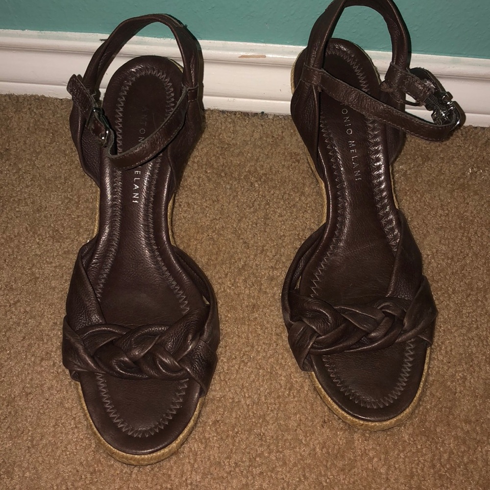 Antonio Melani Brown Leather Wedge Women’s Size 8M